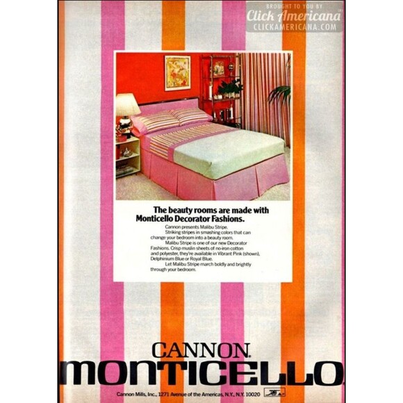 MCM 1970s Mod Cannon Monticello Malibu Stripe Pillowcases Standard Set of 2 - Picture 4 of 16